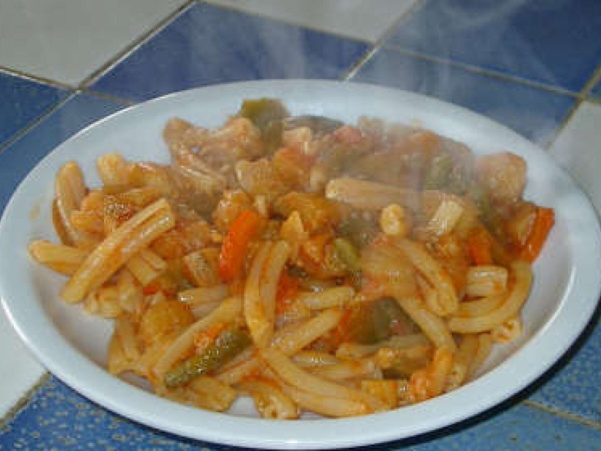 Caserecce con peperoni e melanzane allo zenzero