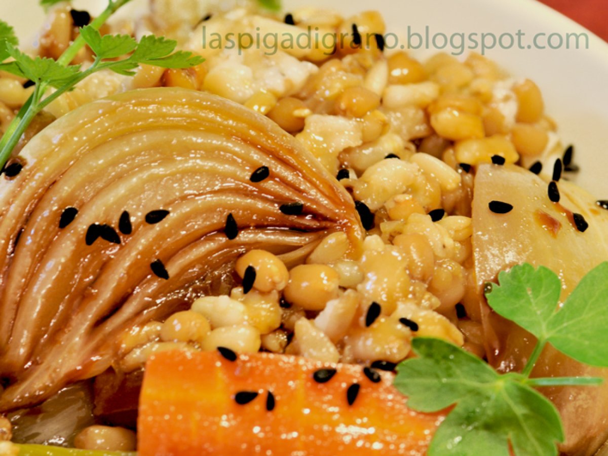 Cereali integrali con verdure in agrodolce