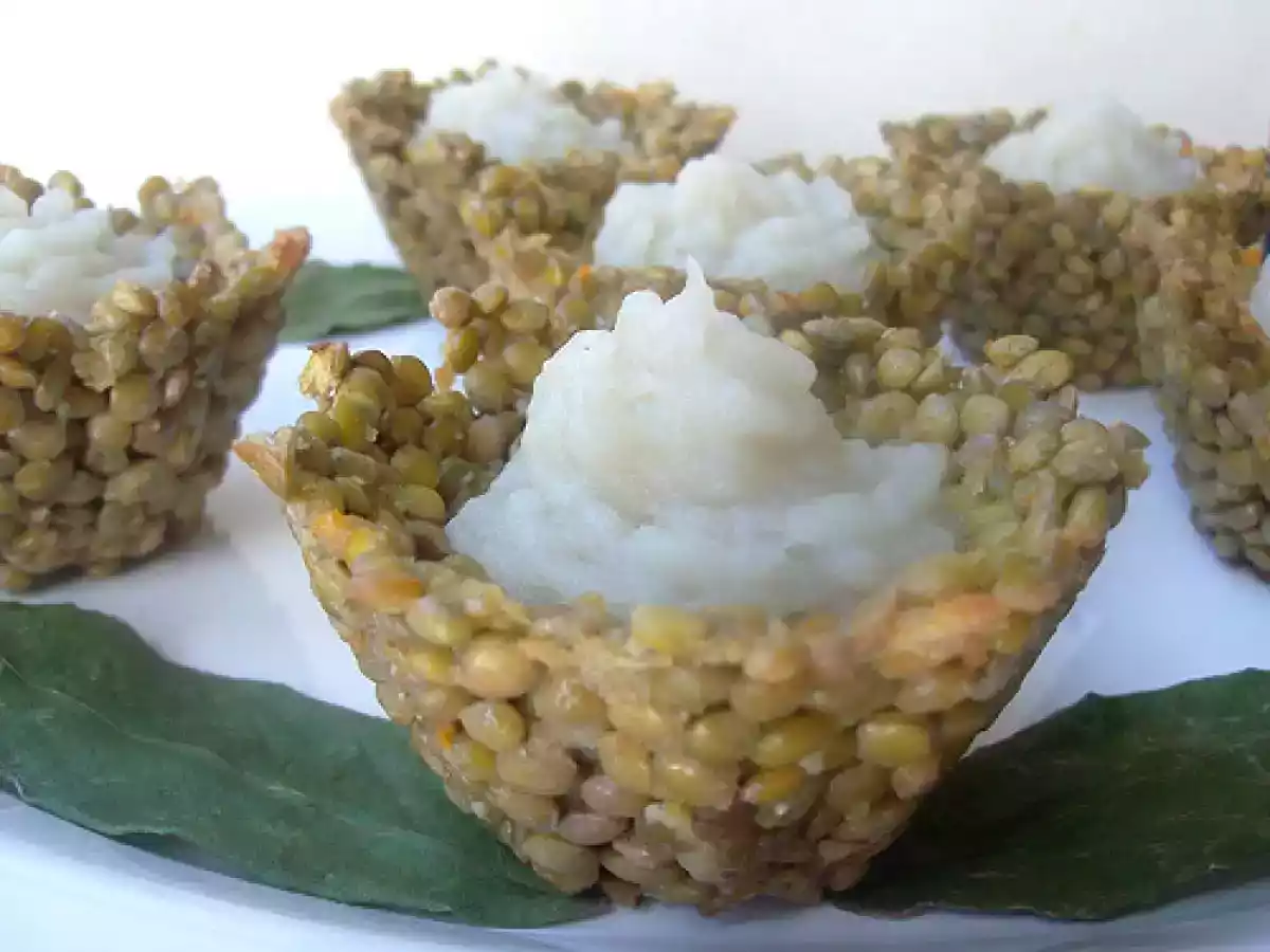 Cestini di lenticchie con purè di topinambur allo zenzero