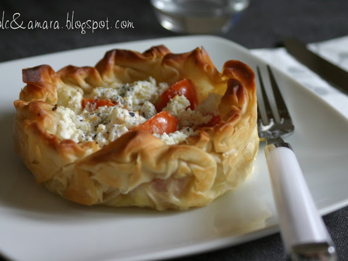 Cestini di pasta fillo con ricotta e pomodorini