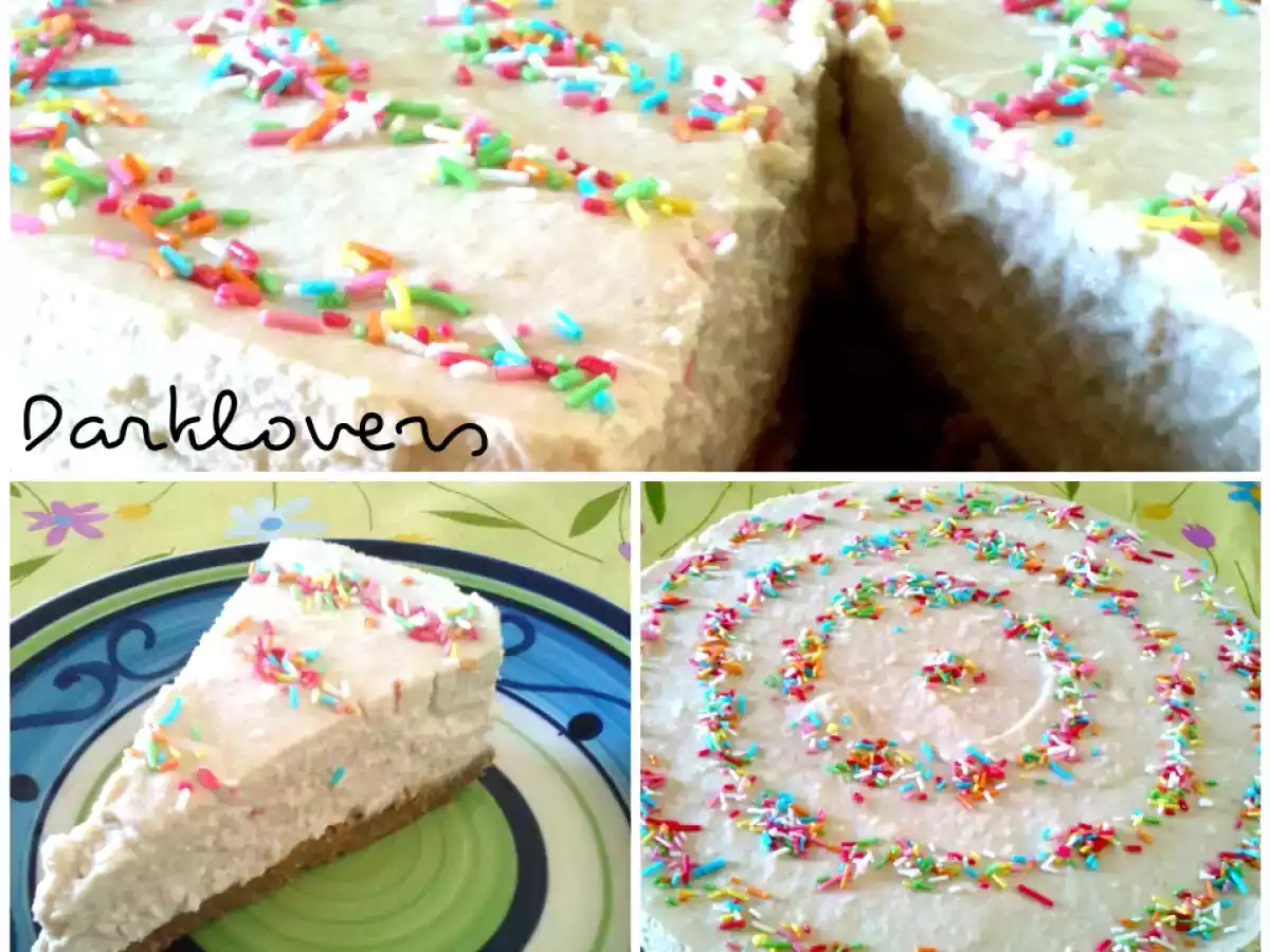 Cheese Cake con cocco e cioccolato bianco, senza gelatina