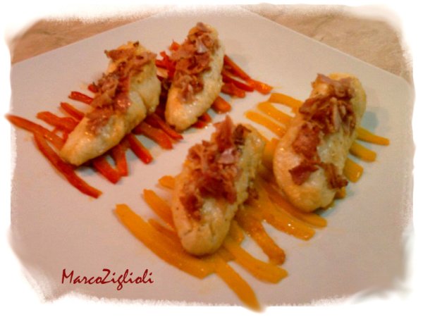 Code Di Rana Pescatrice Alla Porchetta Su Dolce Letto Di Peperoni Ricetta Petitchef