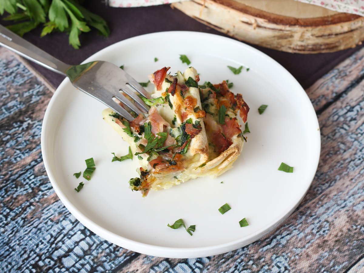 Cosa fare con le tortillas? Un ottimo gratin di Prosciutto, spinaci e mozzarella - foto 2