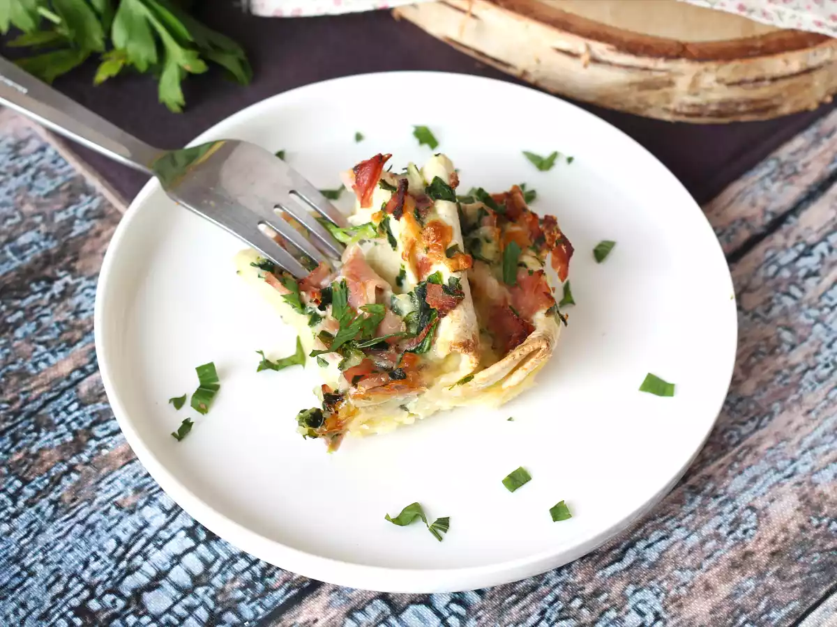 Cosa fare con le tortillas? Un ottimo gratin di Prosciutto, spinaci e mozzarella - foto 2
