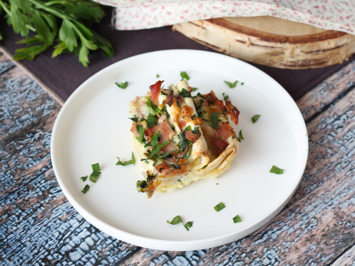 Cosa fare con le tortillas? Un ottimo gratin di Prosciutto, spinaci e mozzarella - foto 4
