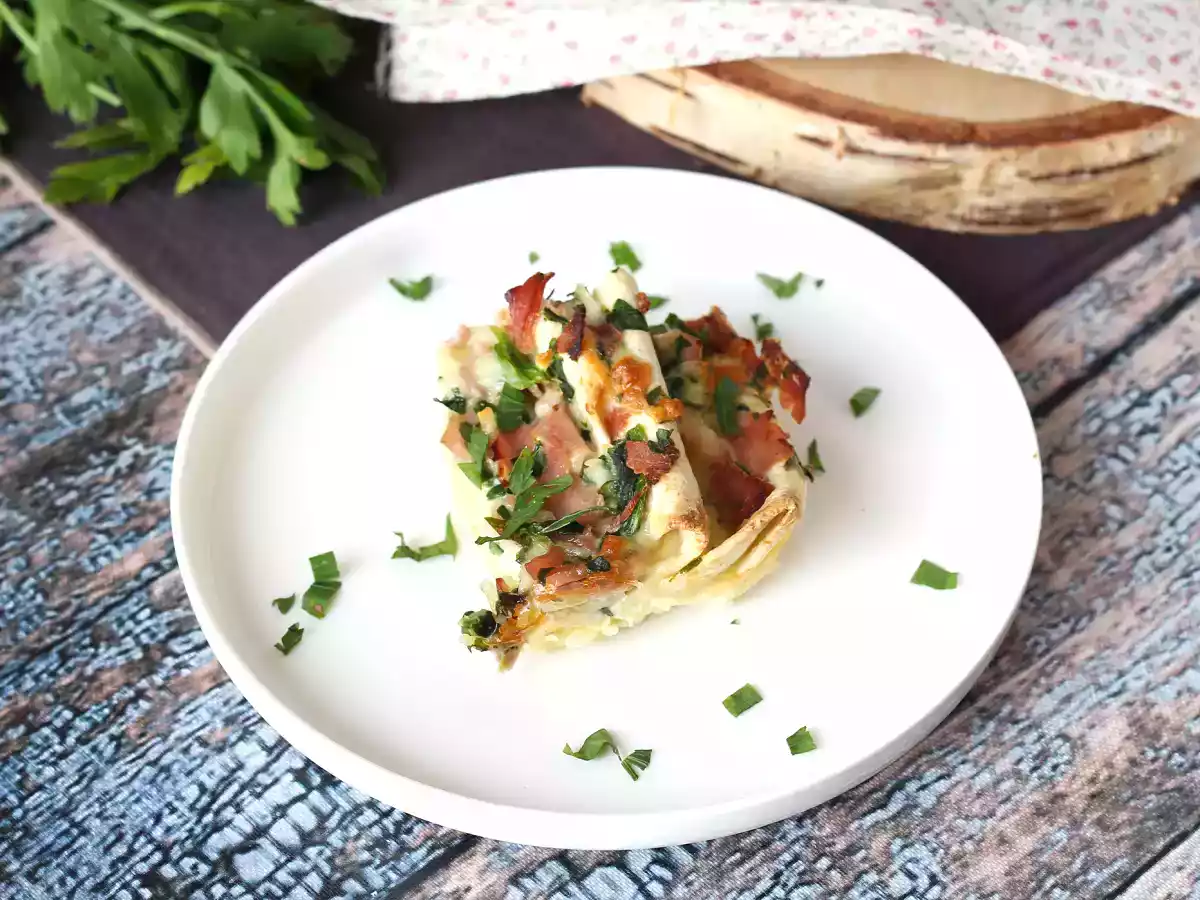 Cosa fare con le tortillas? Un ottimo gratin di Prosciutto, spinaci e mozzarella - foto 4