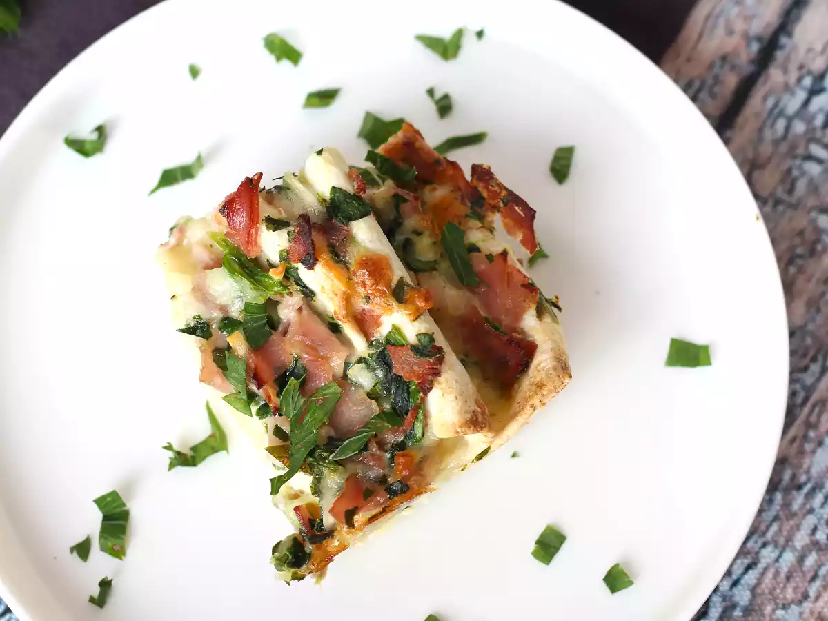 Cosa fare con le tortillas? Un ottimo gratin di Prosciutto, spinaci e mozzarella - foto 6