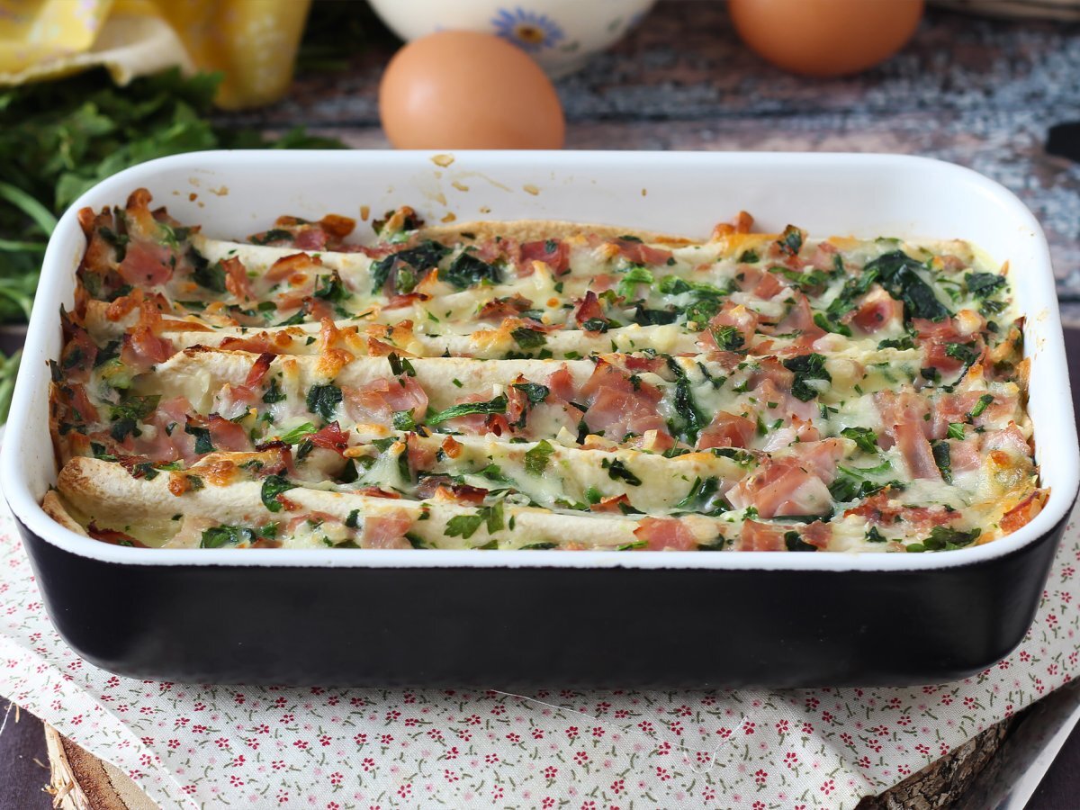 Cosa fare con le tortillas? Un ottimo gratin di Prosciutto, spinaci e mozzarella - foto 7