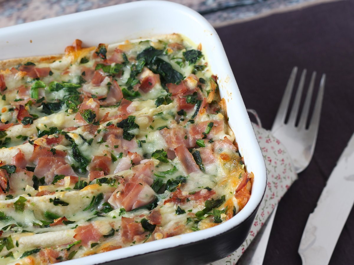 Cosa fare con le tortillas? Un ottimo gratin di Prosciutto, spinaci e mozzarella - foto 9