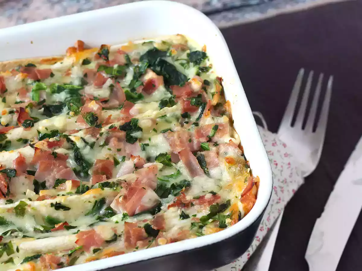 Cosa fare con le tortillas? Un ottimo gratin di Prosciutto, spinaci e mozzarella - foto 9