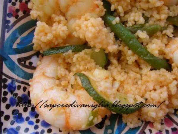 Cous cous con gamberetti, fagiolini e zucchine, foto 2