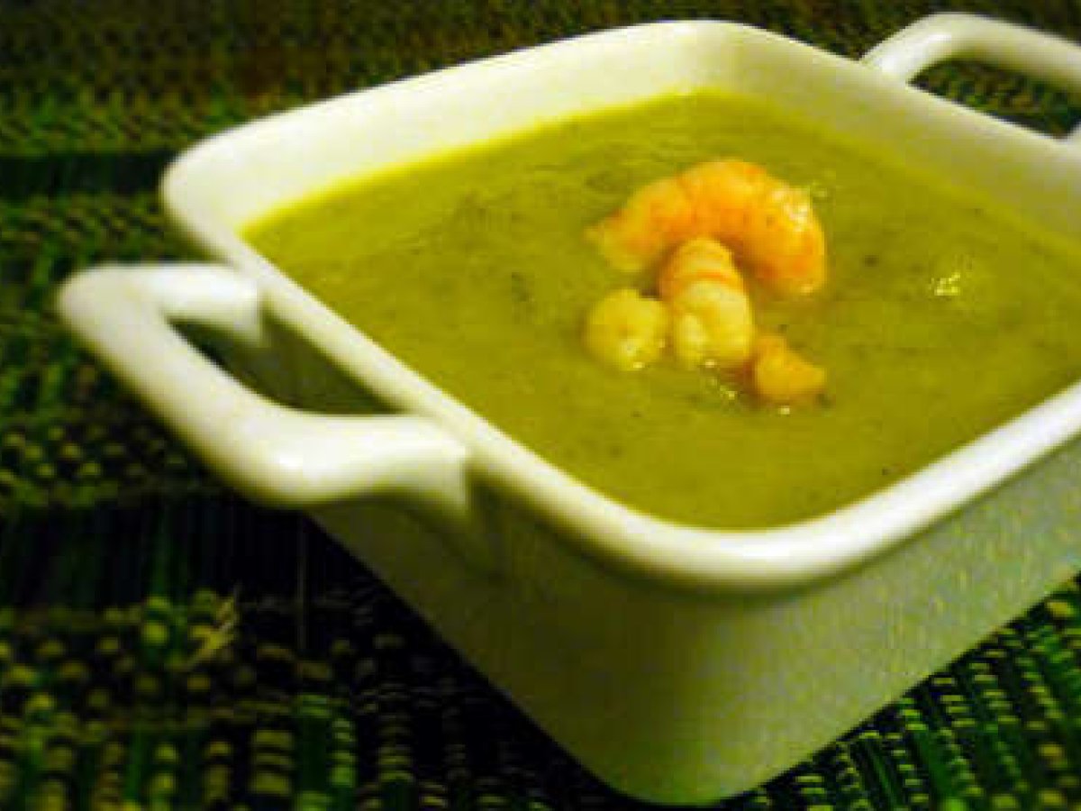 Crema di Broccolo e Zucchine con i Gamberetti