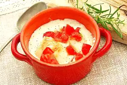 Crema di fagioli di pigna con baccala al rosmarino