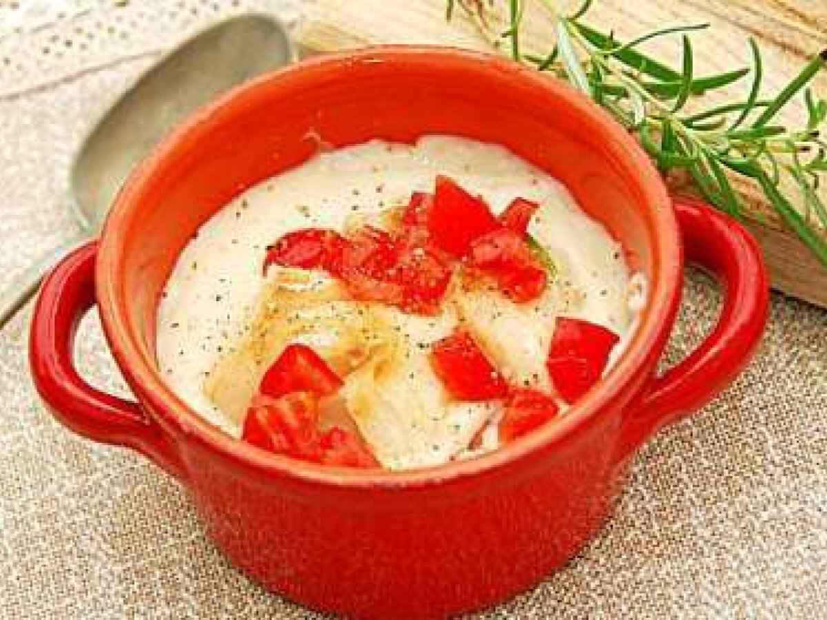 Crema di fagioli di pigna con baccala al rosmarino Ricetta Petitchef