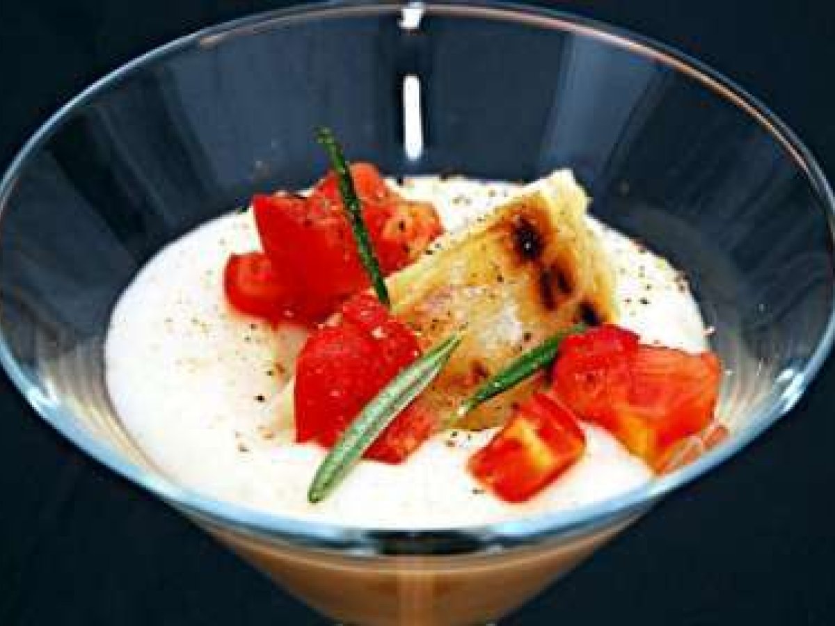 Crema di fagioli di pigna con baccala al rosmarino Ricetta Petitchef