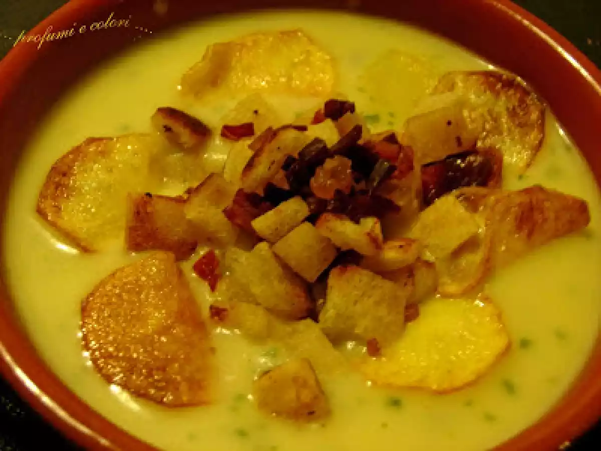 Crema di patate con crostini allo speck e mascarpone casalingo