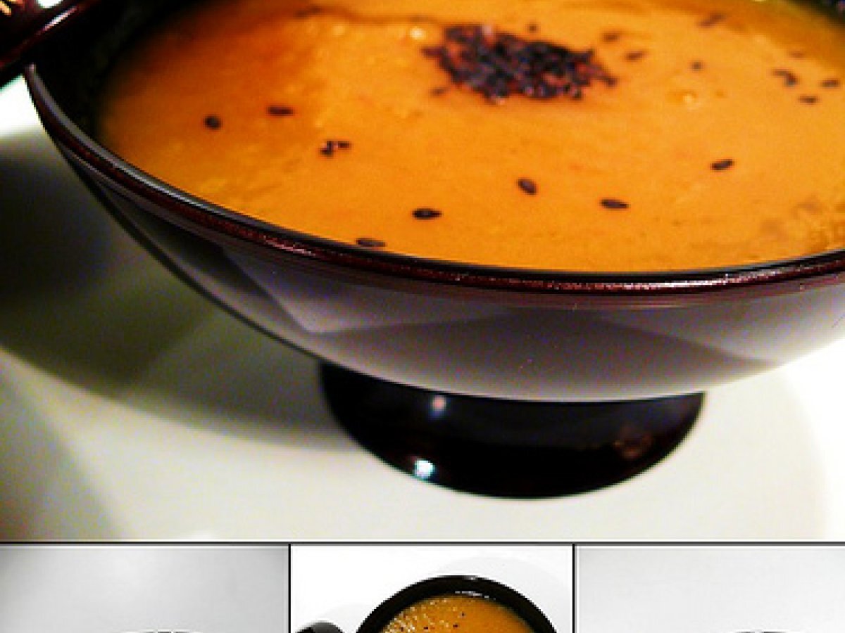 Crema di zucca con wasabi e sesamo nero
