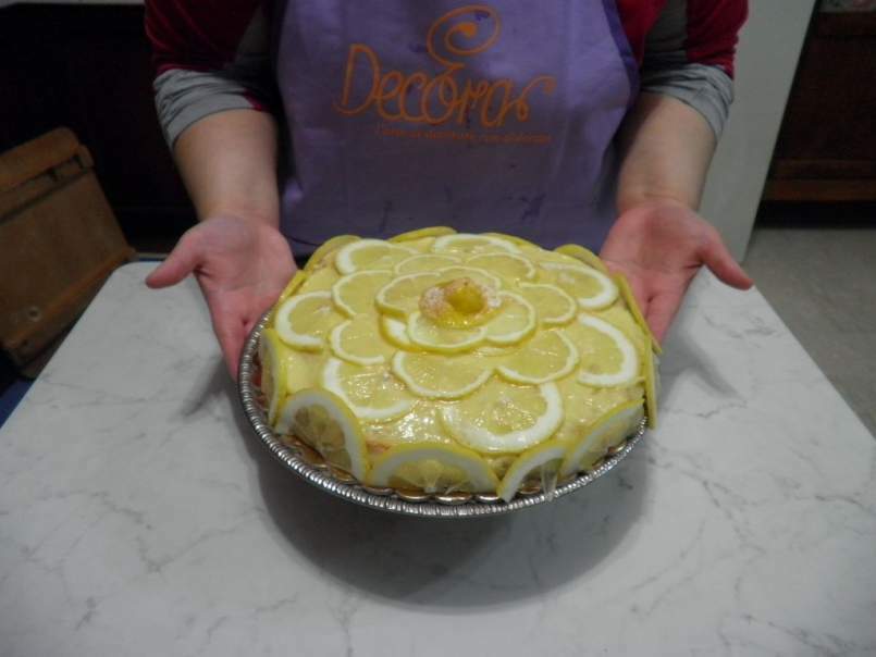 Crostata al limone con pasta frolla e pan di spagna, foto 7