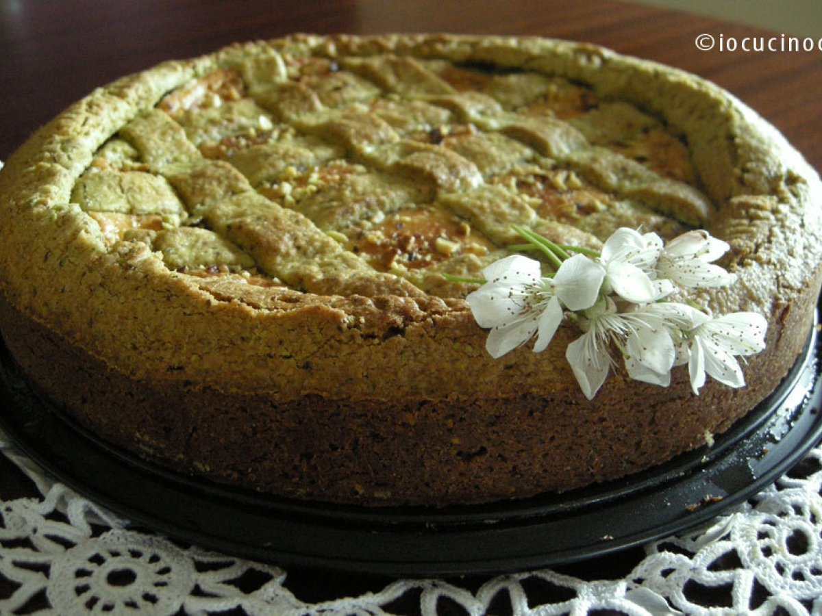 Crostata al pistacchio con crema di ricotta e cioccolato bianco