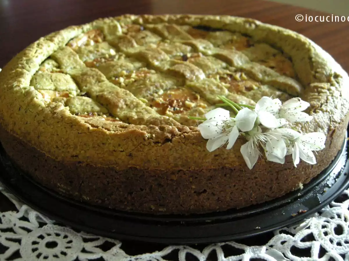 Crostata al pistacchio con crema di ricotta e cioccolato bianco