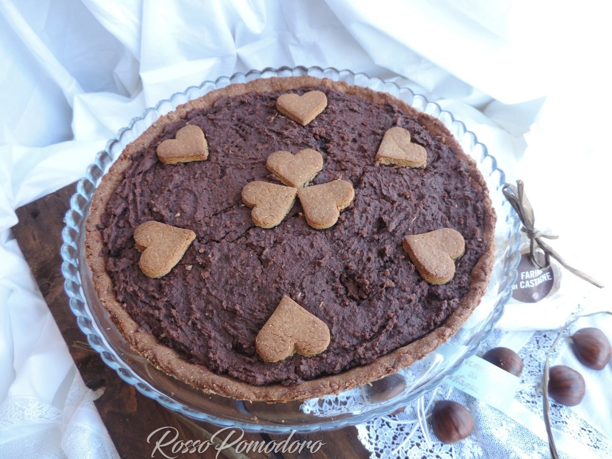 Crostata con frolla all'olio e farina di castagne