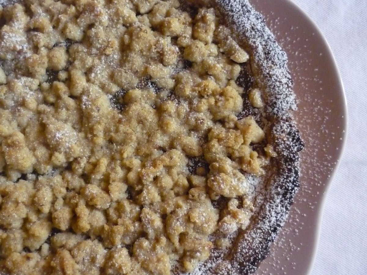 Crostata streusel con marmellata di fichi