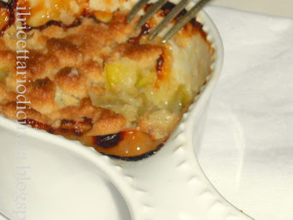 Crumble di porri e gorgonzola