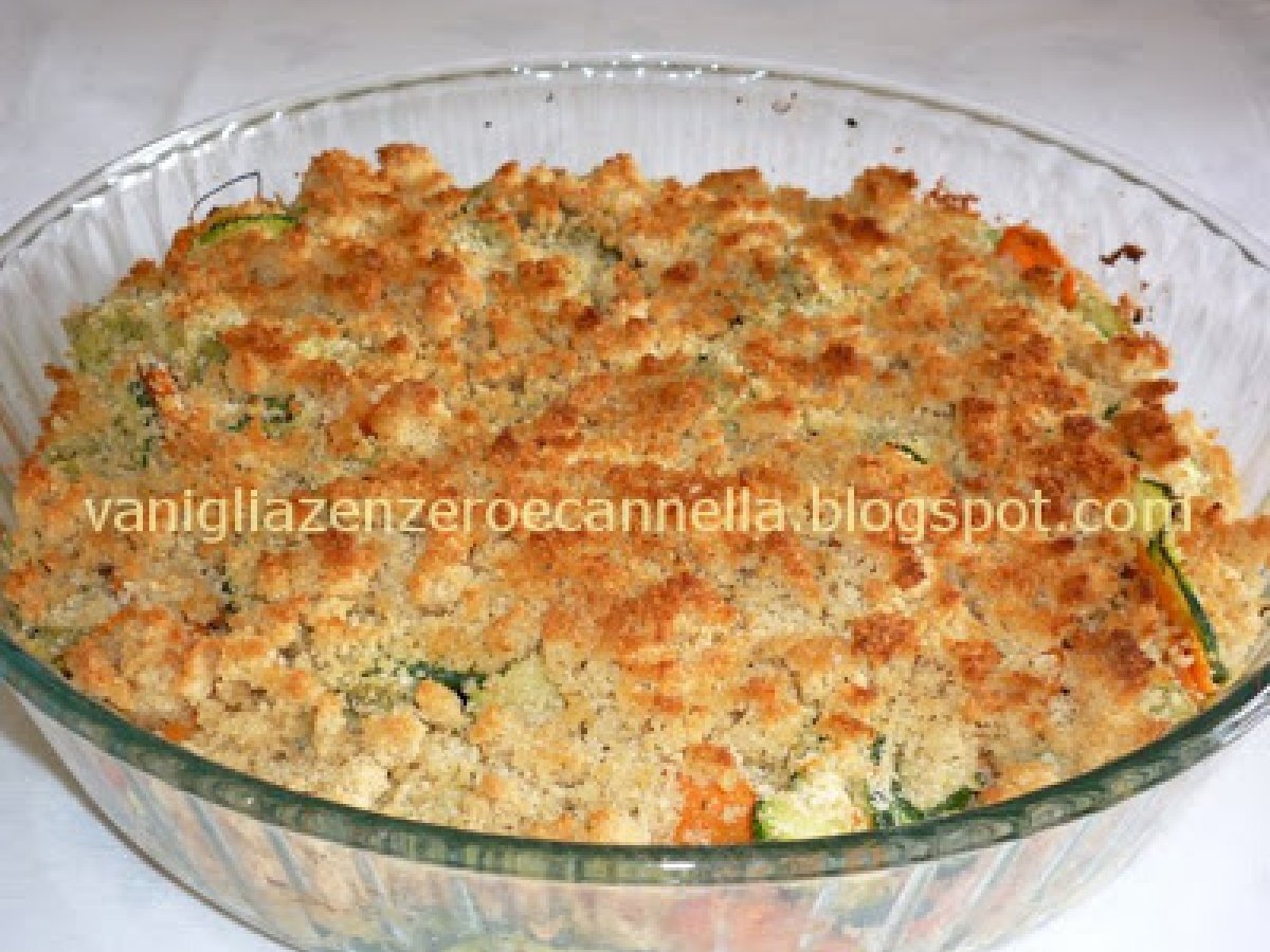 Crumble di verdure con tofu al basilico