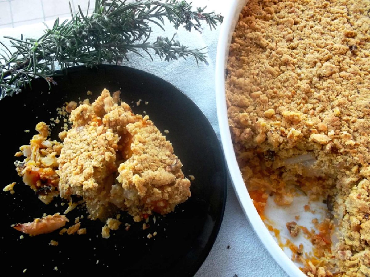 Crumble di zucca, cavolfiore e verza