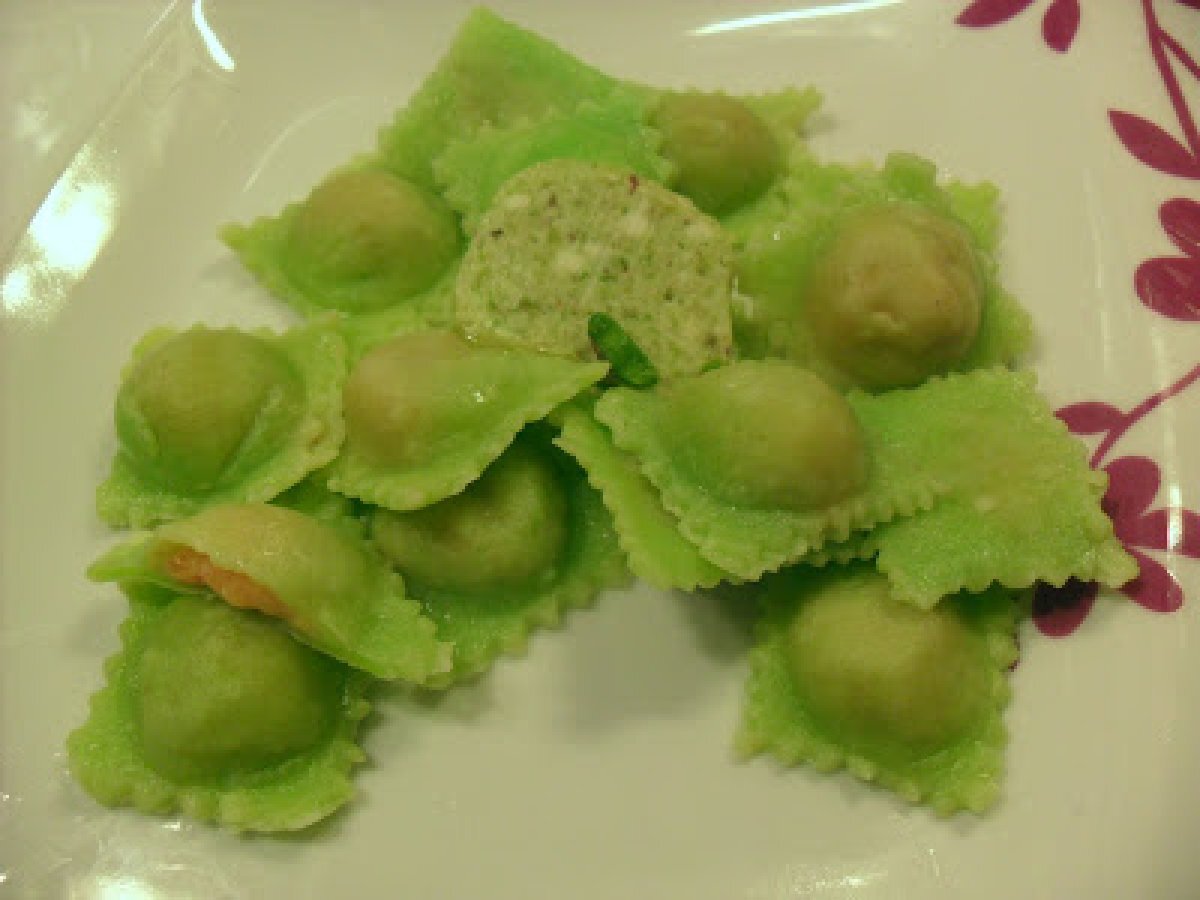 Cucina molecolare, gel di Amidi, Ravioli verdi Ricotta e Carote