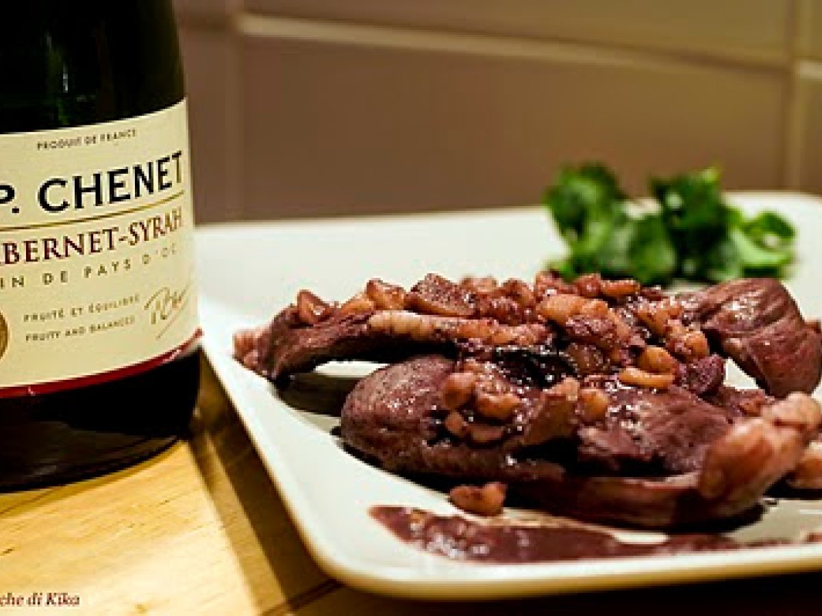 Cuore di vitello con riduzione di vino rosso e castagne