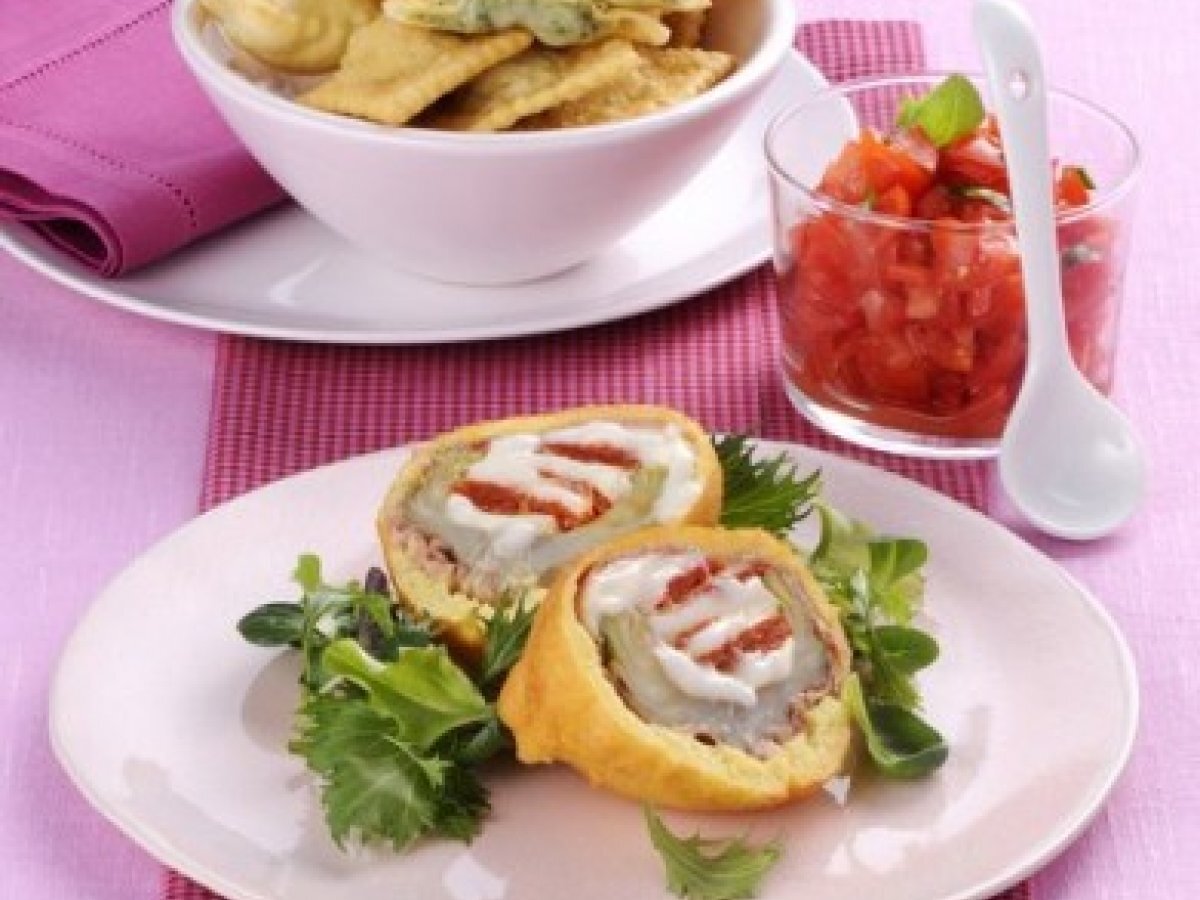 Cuori di carciofi fritti con mozzarella