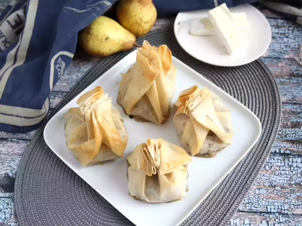 Fagottini croccanti con funghi, formaggio e pere - foto 2