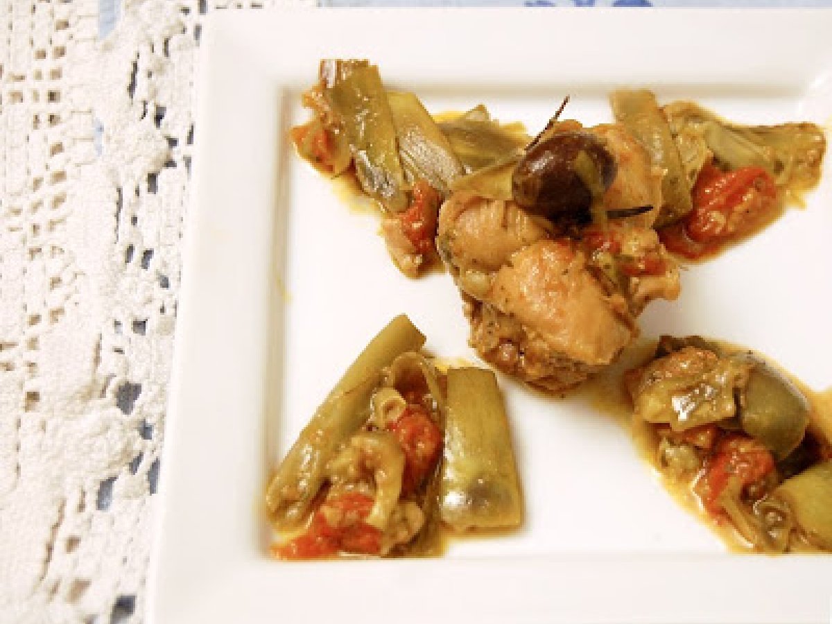 Fagottini di pollo, carciofi e pomodorini