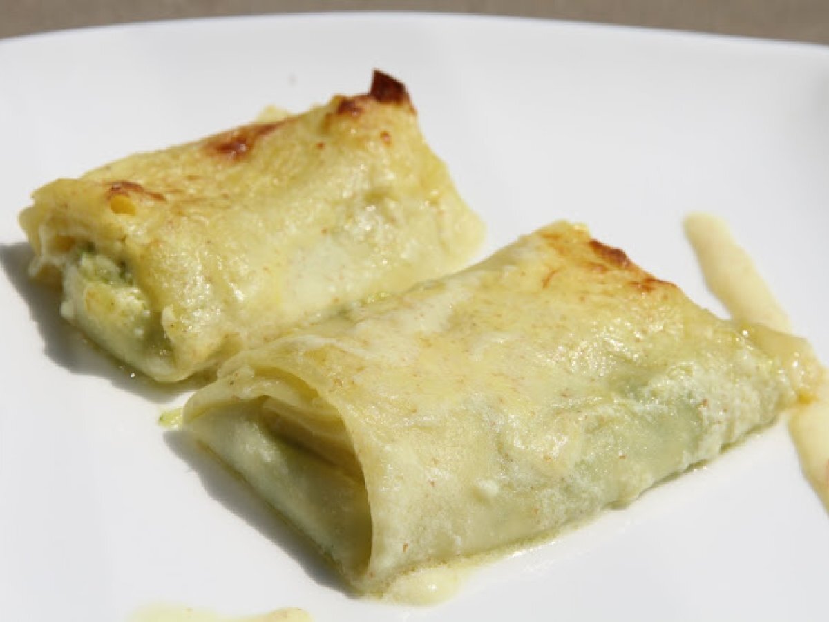 Fagottini gratinati alla crema di zafferano