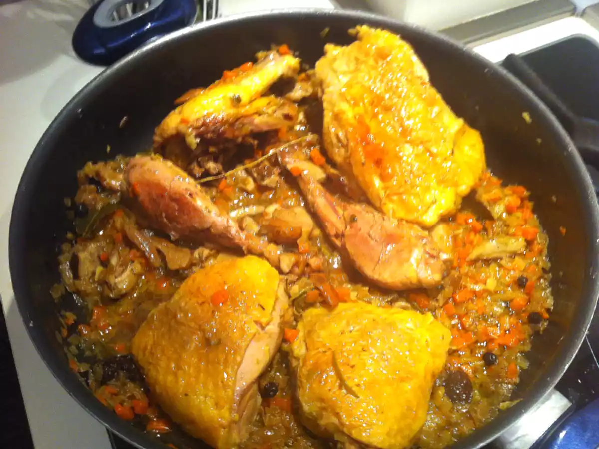 Faraona al brandy con funghi porcini