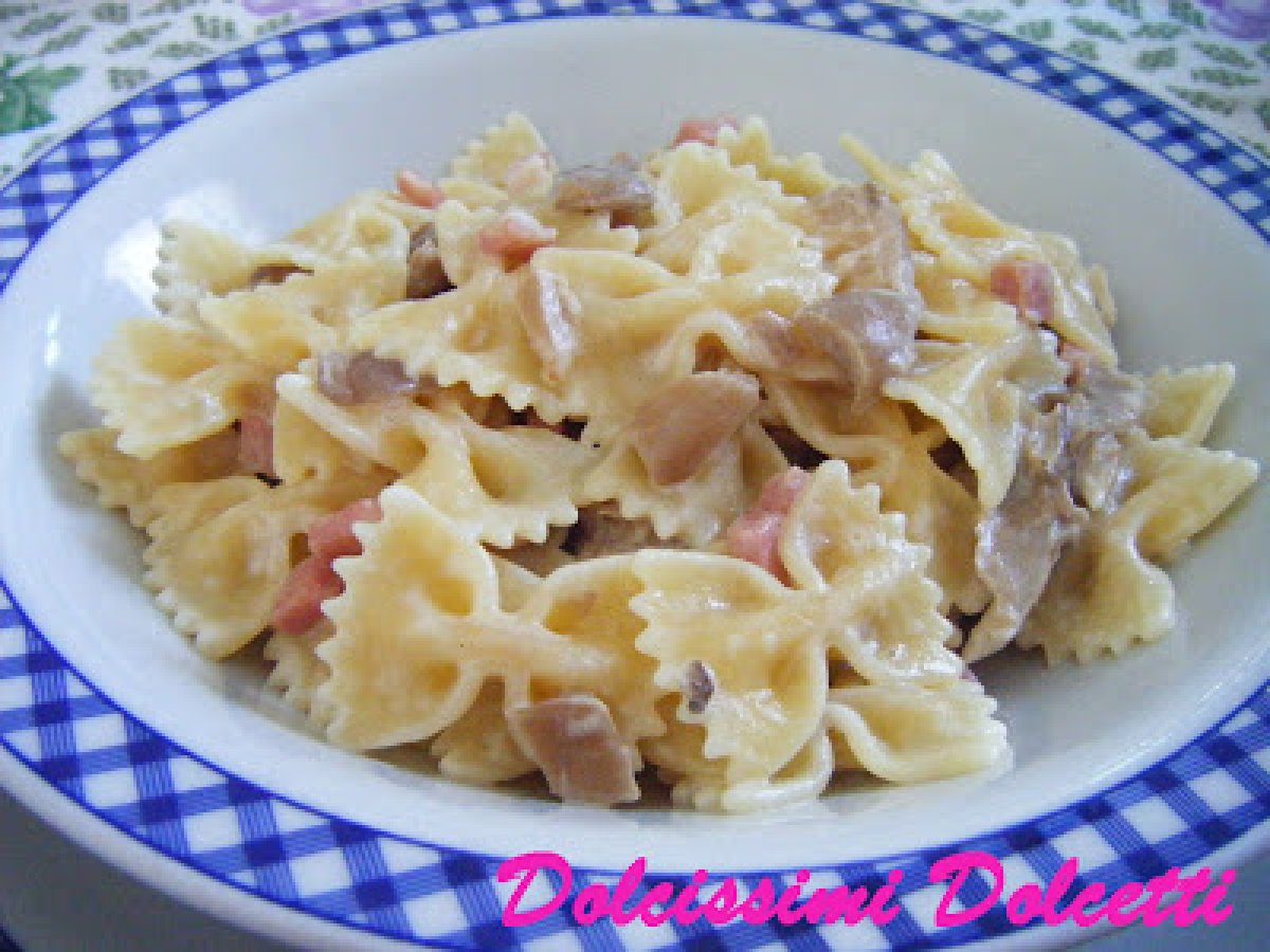 Farfalle ai funghi e mortadella - foto 3