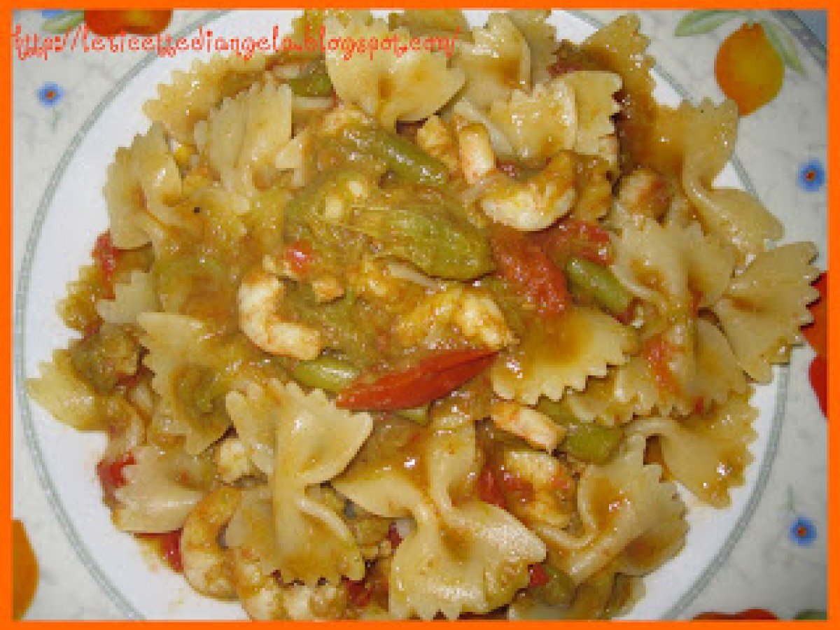 FARFALLE CON GAMBERI E ASPARAGI SELVATICI.