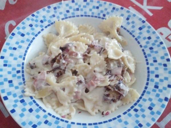 Farfalle con radicchio e fonduta di taleggio