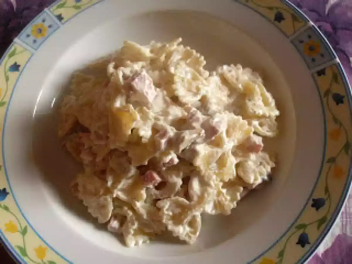 Farfalle panna, prosciutto e funghi