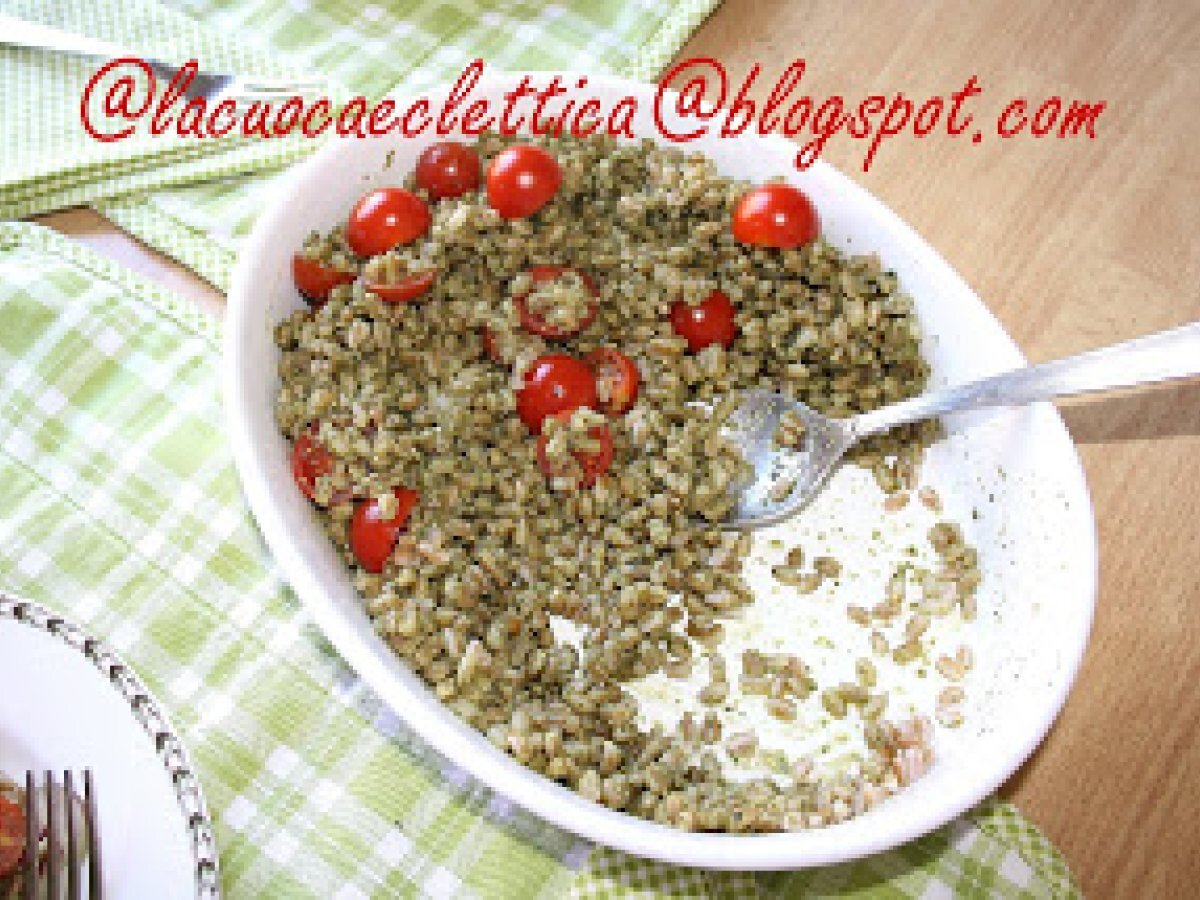Farro al pesto e pomodorini di pachino Ricetta Petitchef