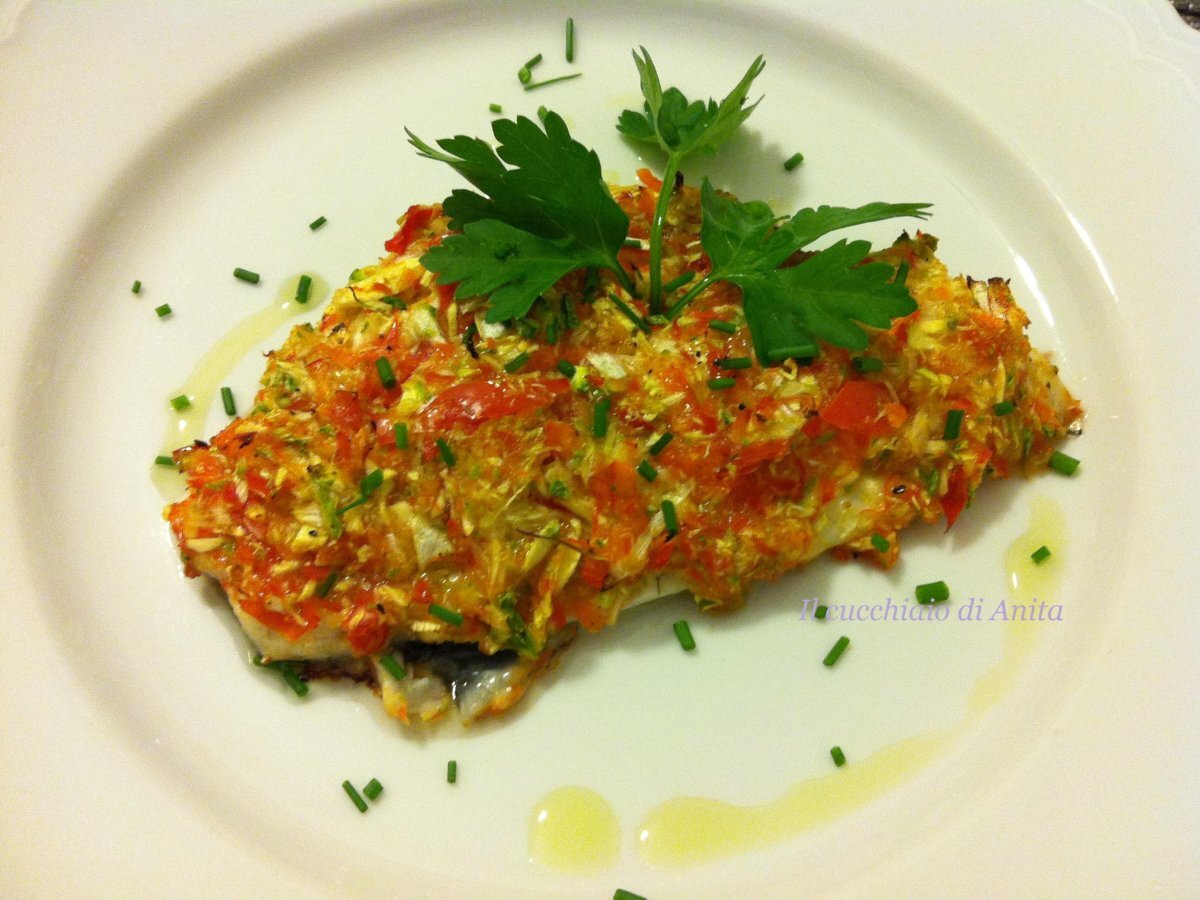 Filetti di orata in crosta di verdure