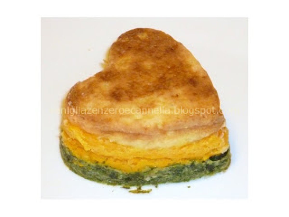Flan tricolore con fondue