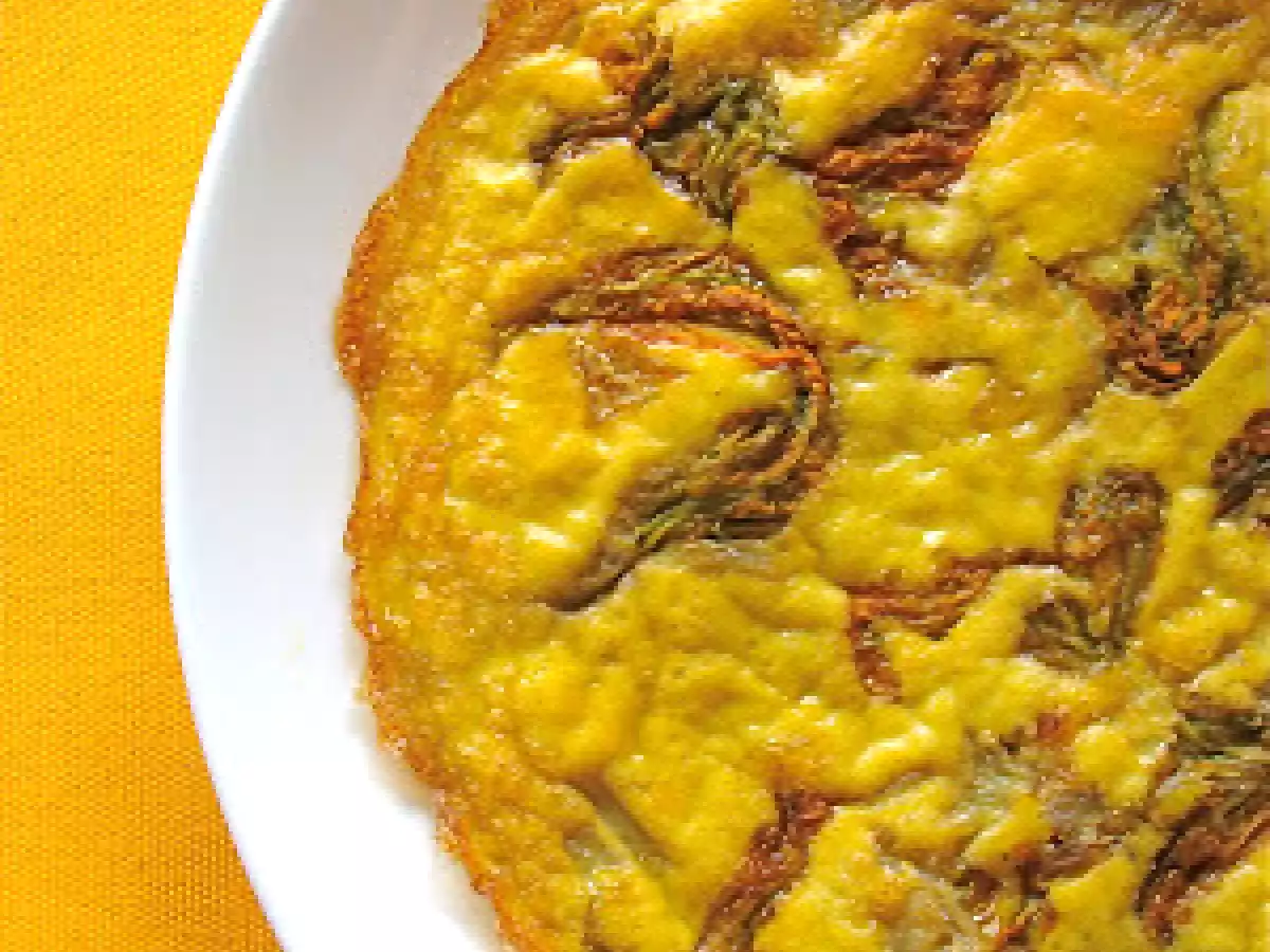 Frittata con fiori di zucca al forno