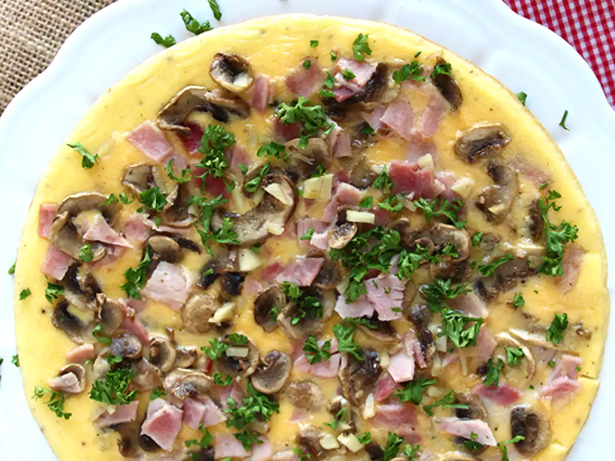 Frittata con funghi e prosciutto cotto - foto 2