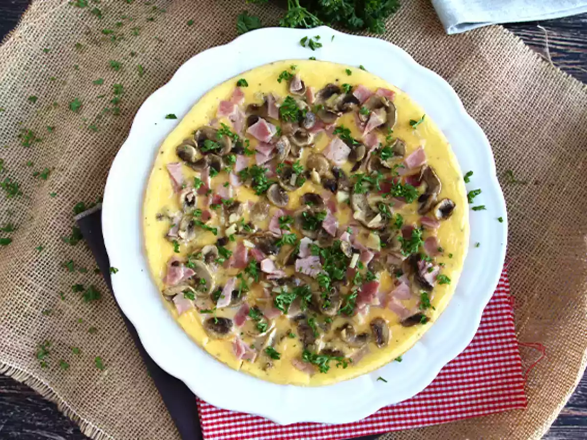 Frittata con funghi e prosciutto cotto - foto 3