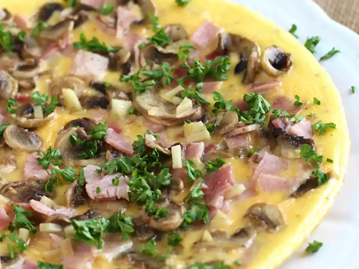 Frittata con funghi e prosciutto cotto - foto 4