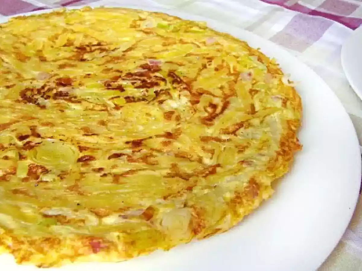 FRITTATA DI PASTA CON PORRI E PANCETTA - foto 2