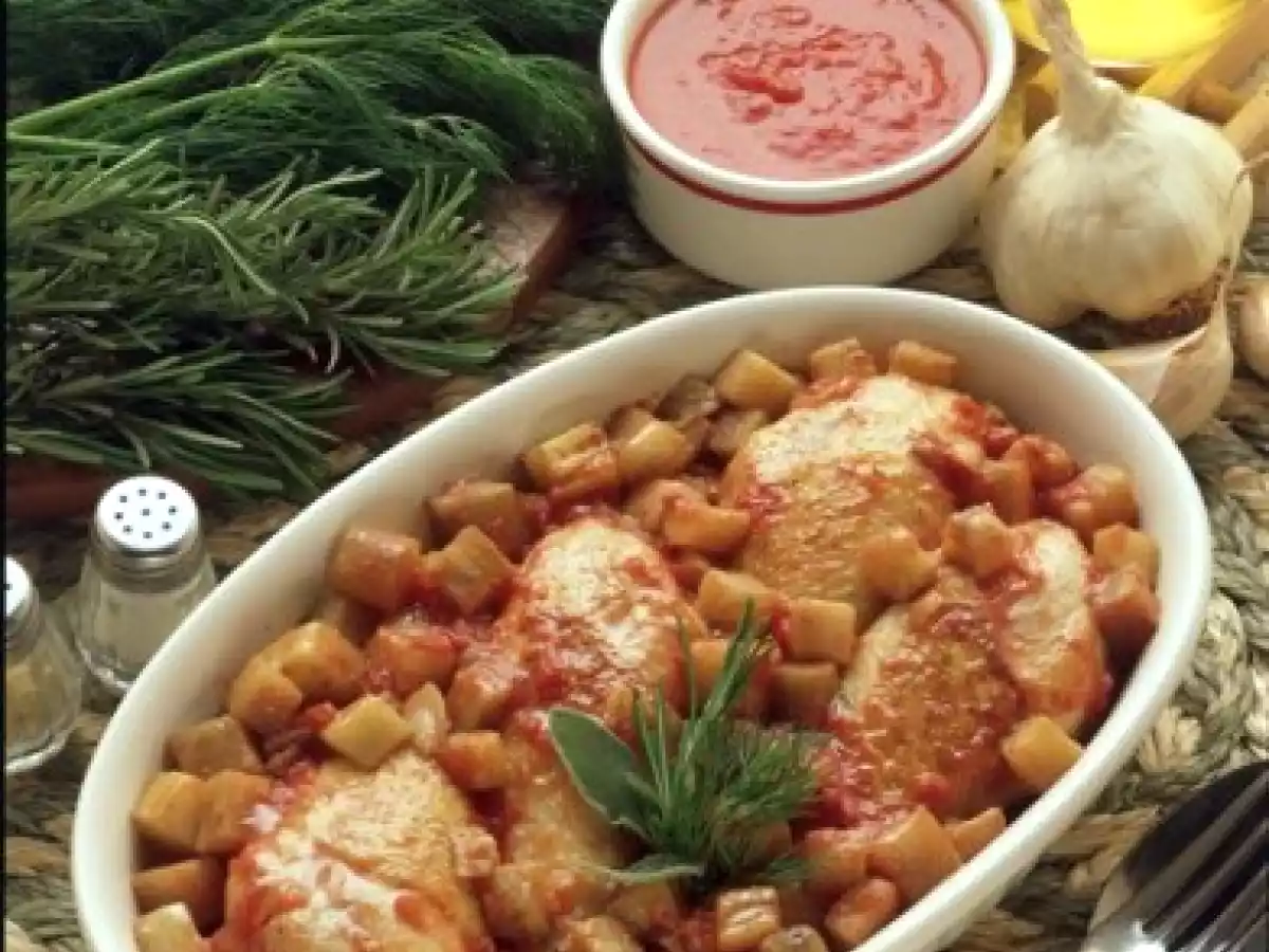 Fusi di pollo con melanzane