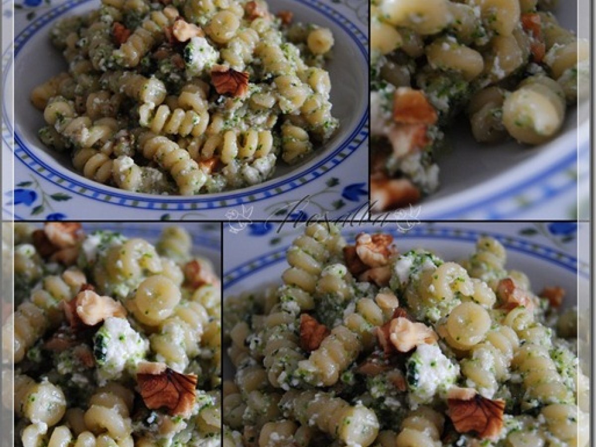 Fusilli con broccoli, noci e ricotta